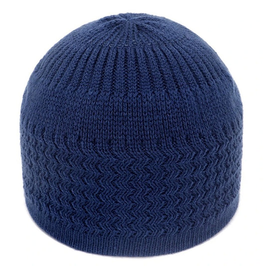 Navy Blue Crochet Skull Cap